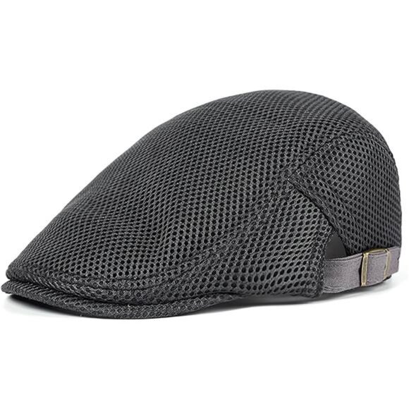 Mens Breathable Mesh Summer Hat Adjustable Newsboy Beret Ivy Cap Cabbie Flat - Picture 1 of 7